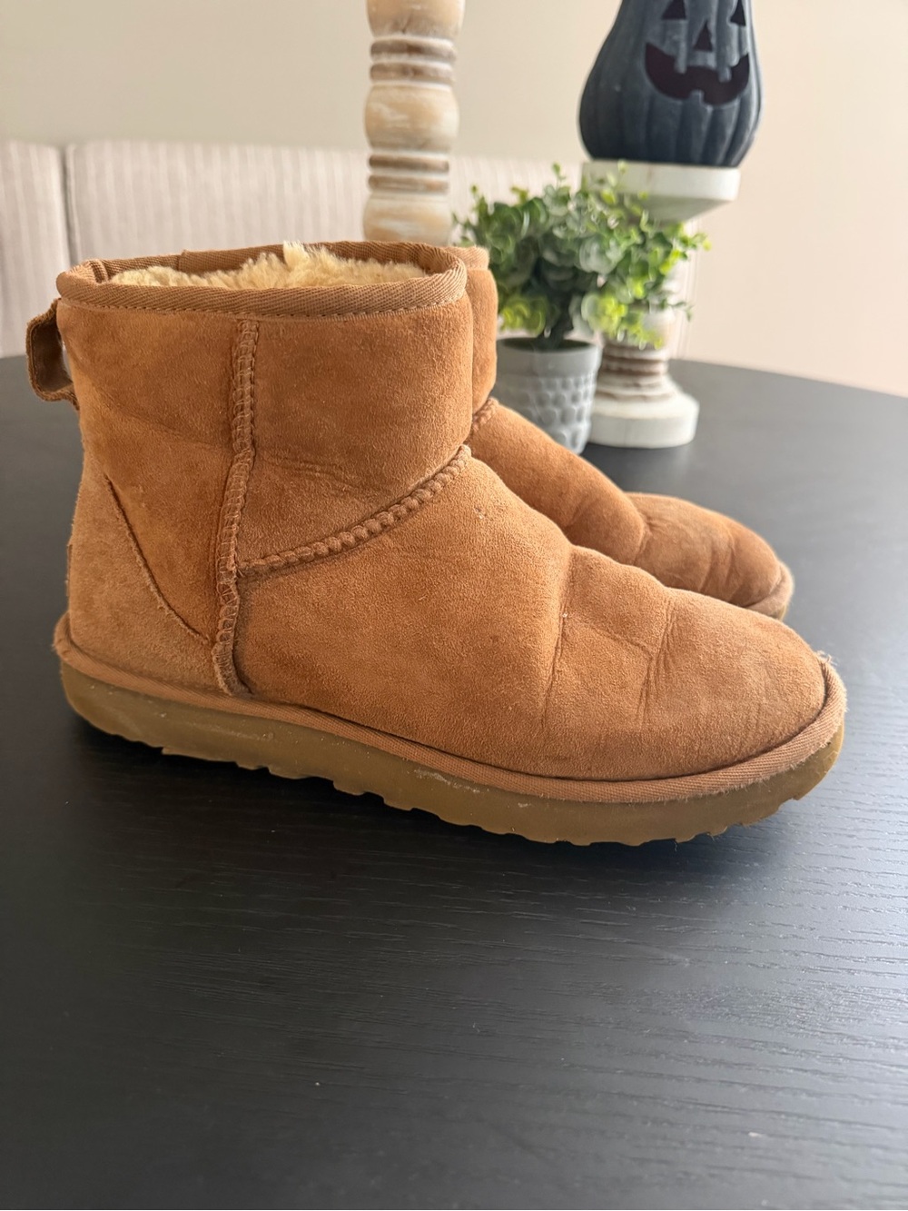 UGG Chestnut Brown Suede Ankle Booties with Shearling Lining